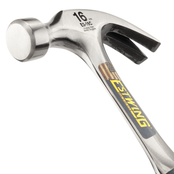 Estwing Hammer - 16 oz Curved Claw with Smooth Face & Genuine Leather Grip  - E16C 