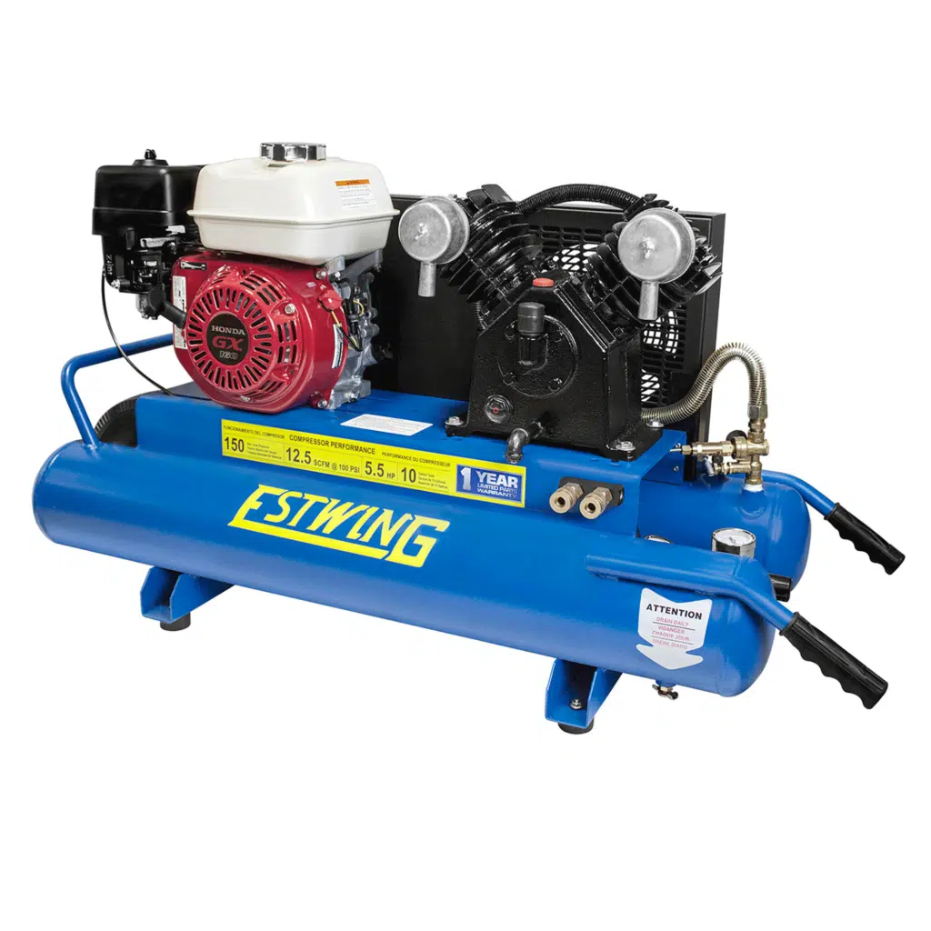 Estwing 10-Gallon 5.5 HP Portable Gas-Powered Twin Stack Air Compressor with Honda GS 160 4-Stroke Engine (E10GCOMP)