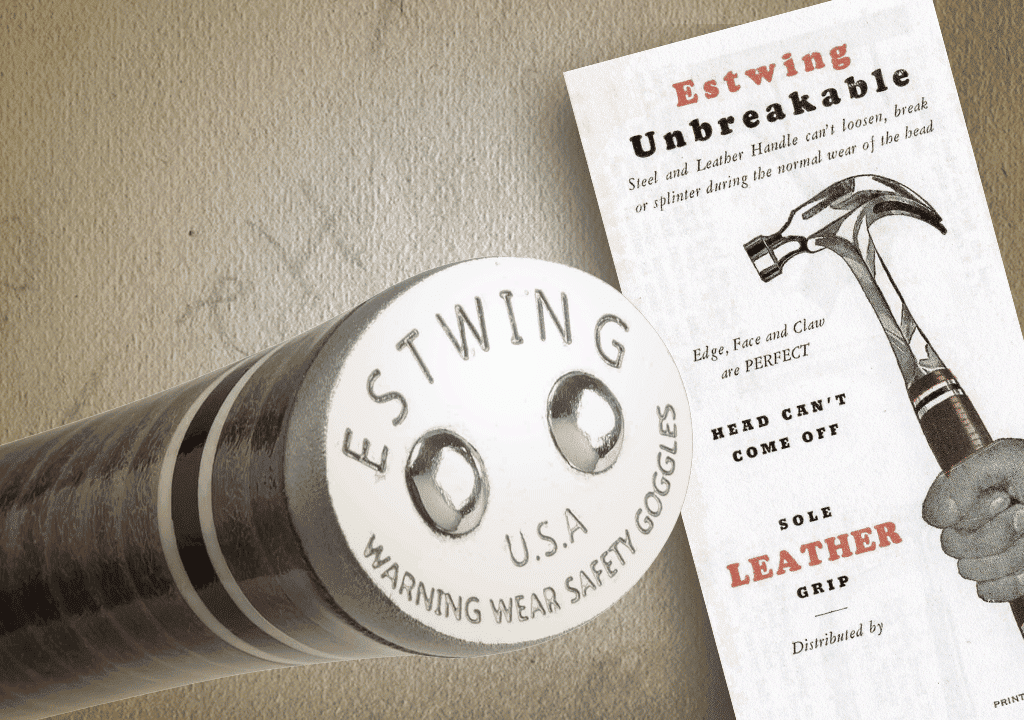 Estwing's iconic leather grip handle with brochure