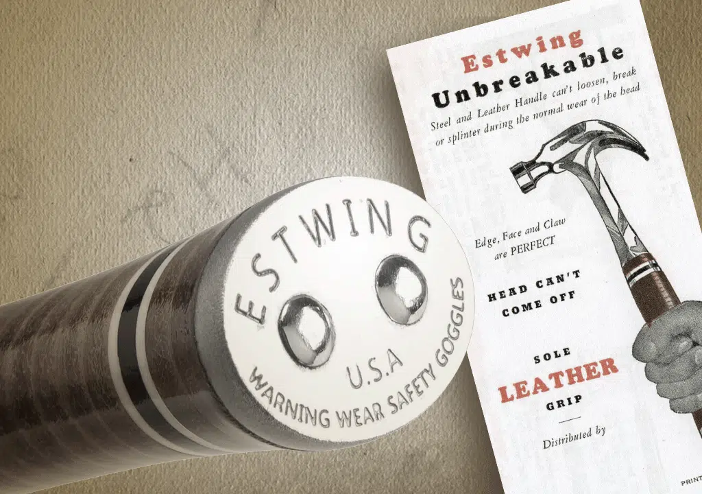 Estwing's iconic leather grip handle with brochure