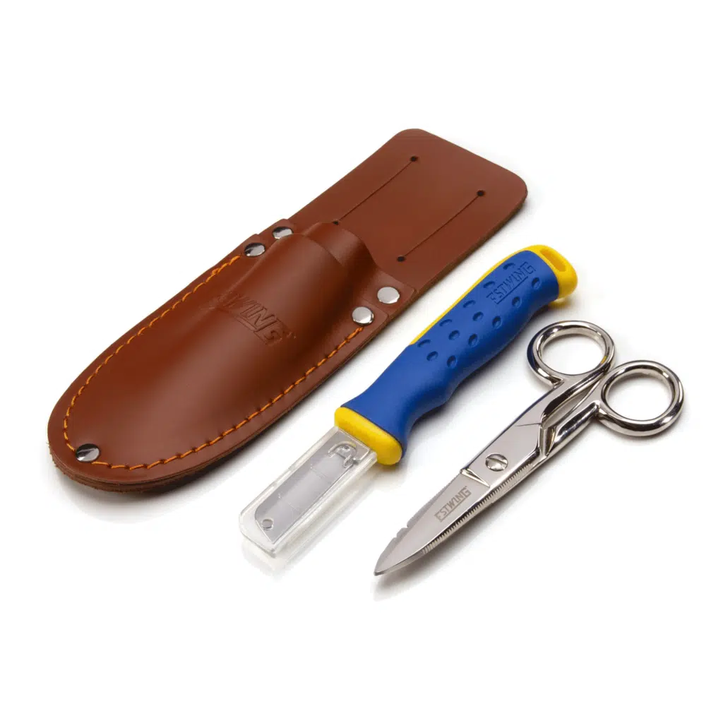 Estwing Serrated Blade Cable Splicing Scissors and Sheepsfoot Cable Splicing Knife Combo Set (42467)